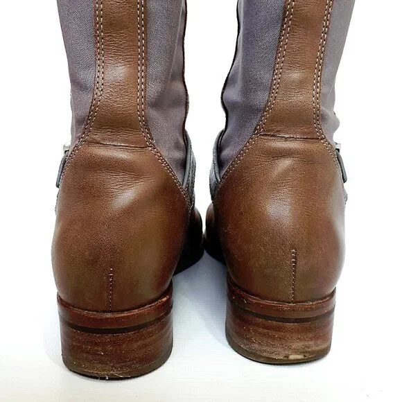 COLE & HAAN Tennley Knee High Buckle Boot in Ironstone Brown & Gray Leather - Picture 7 of 14